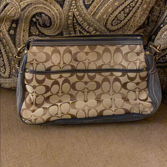 Coach tan and blue shoulder bag - Picture 2 of 6